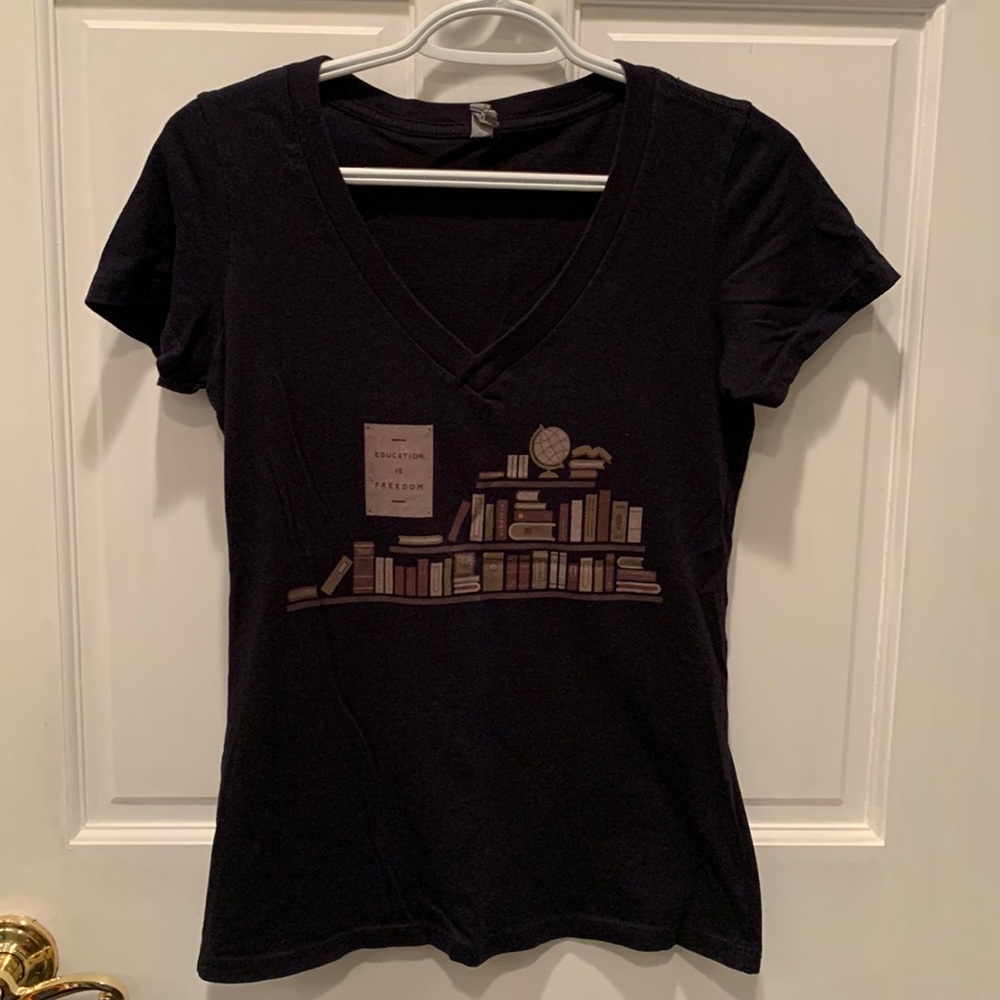 Next Level M black graphic tee “Education is Freedom”